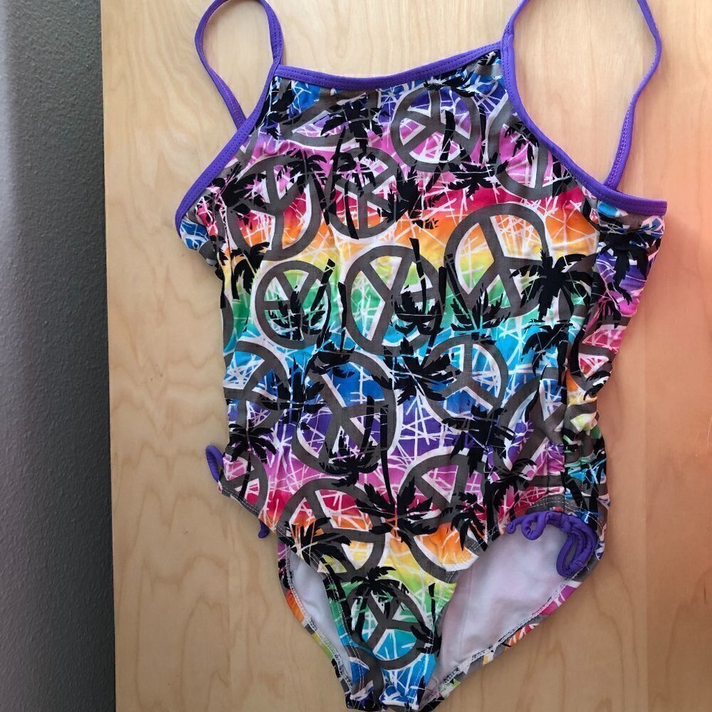Joe Boxer One Piece Swimsuit - Peace Signs & Palm Trees